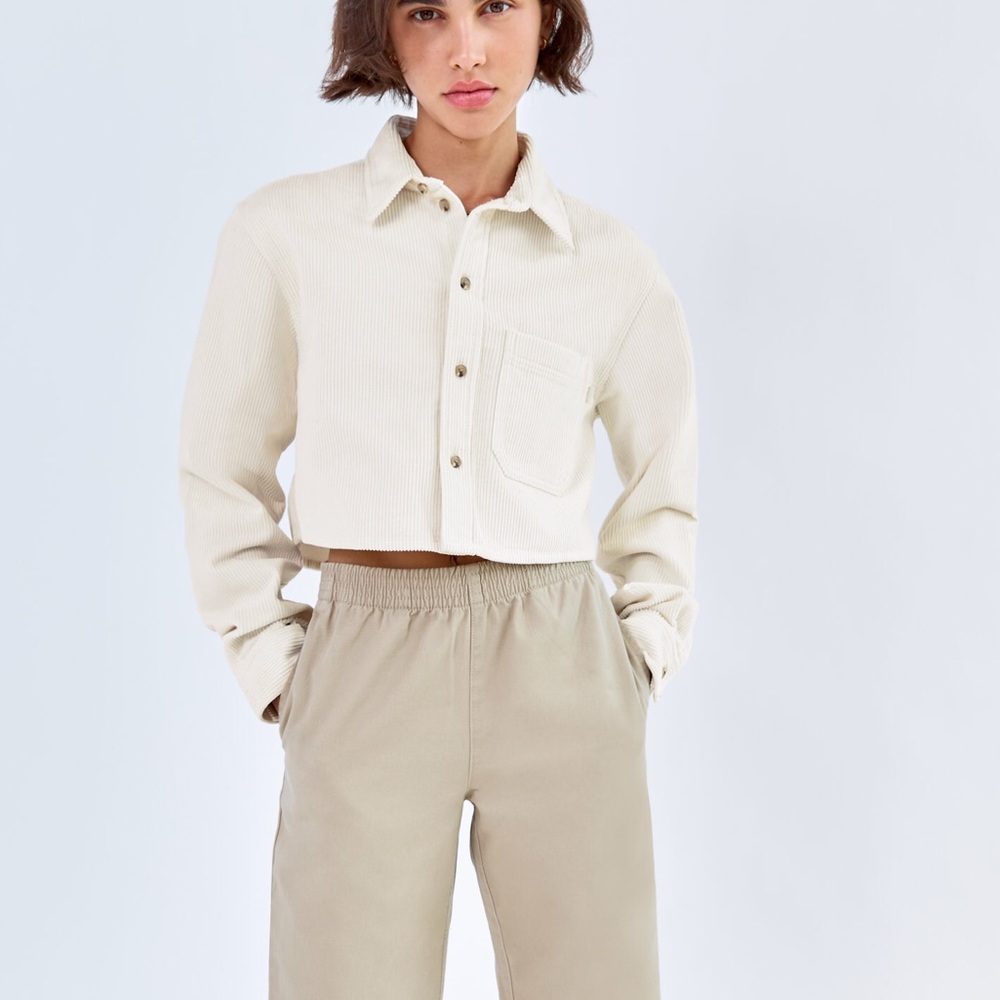 Hot pink aritzia TNA union blouse corduroy